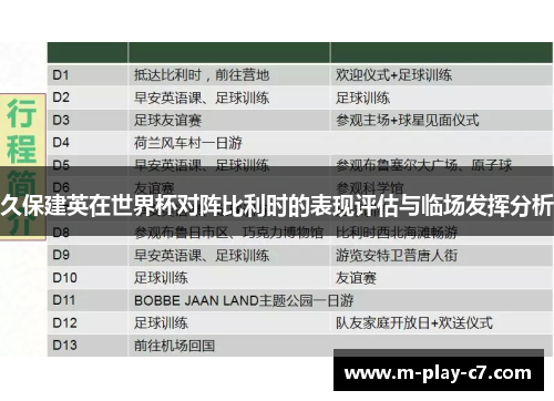久保建英在世界杯对阵比利时的表现评估与临场发挥分析