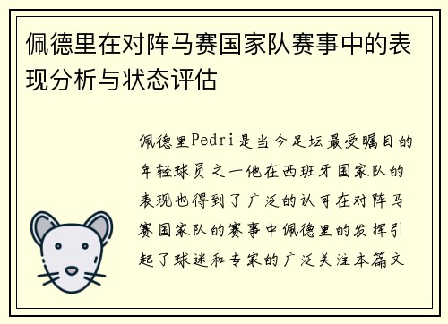 佩德里在对阵马赛国家队赛事中的表现分析与状态评估